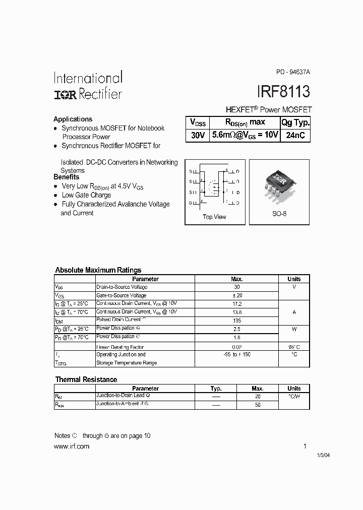 IRF8113_194563.PDF Datasheet