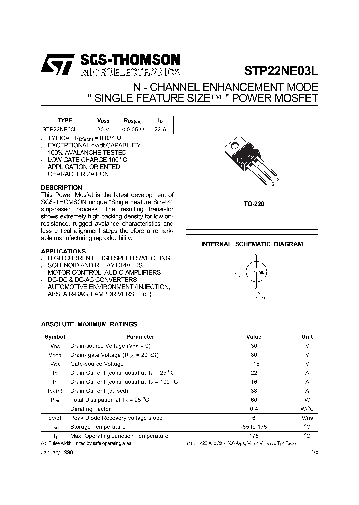 STP22NE03_64834.PDF Datasheet