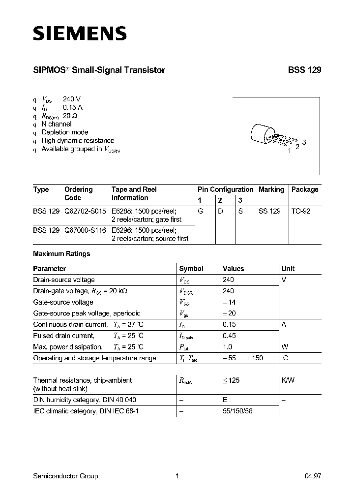 BSS129_188945.PDF Datasheet