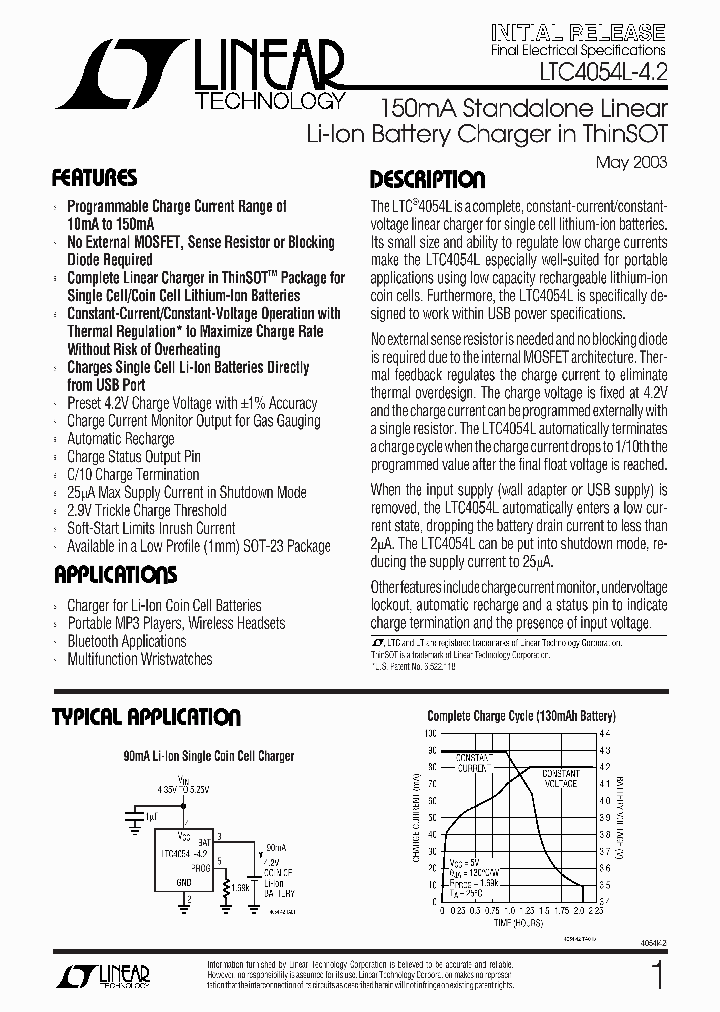 LTC4054L_271937.PDF Datasheet