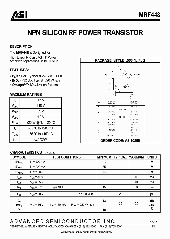 MRF448_264307.PDF Datasheet