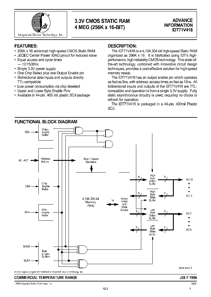 IDT71V416S_296589.PDF Datasheet