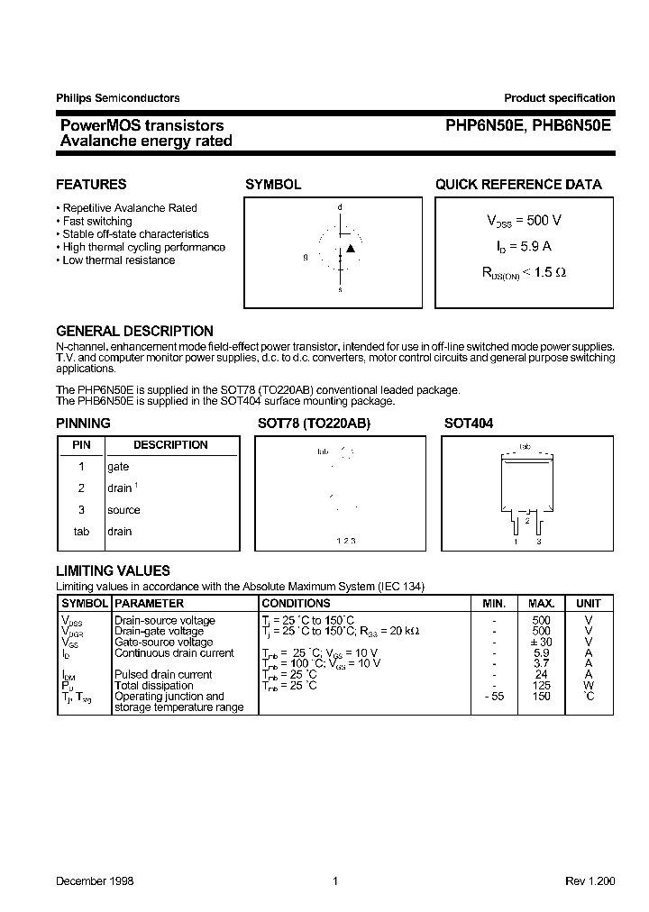 PHP6N50E_354881.PDF Datasheet