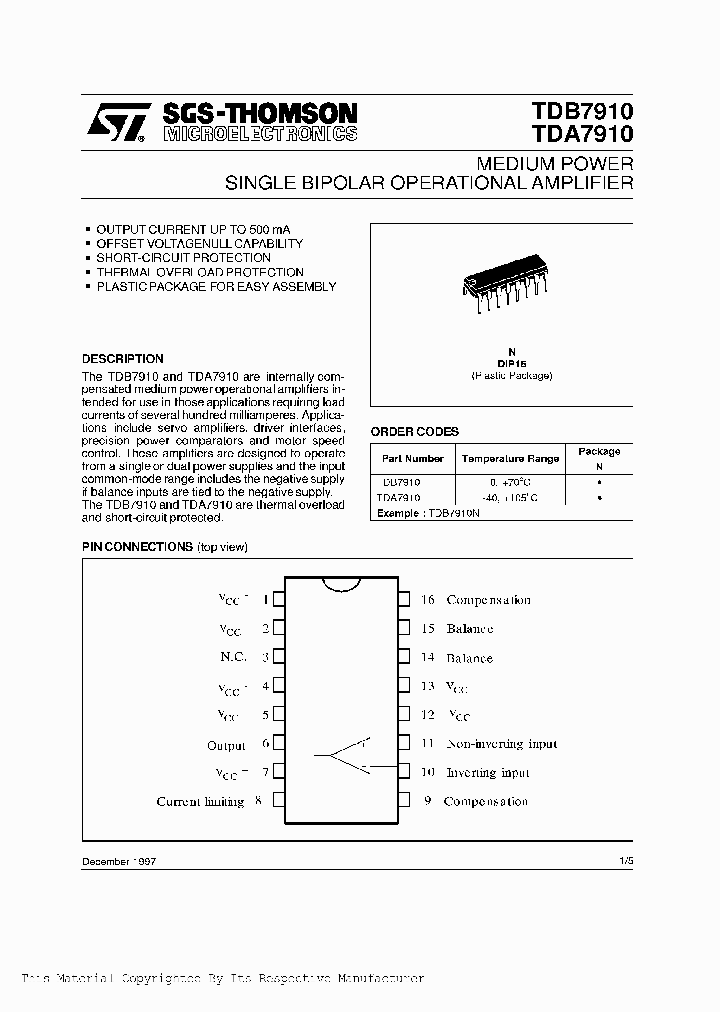 TDA7910N_194398.PDF Datasheet