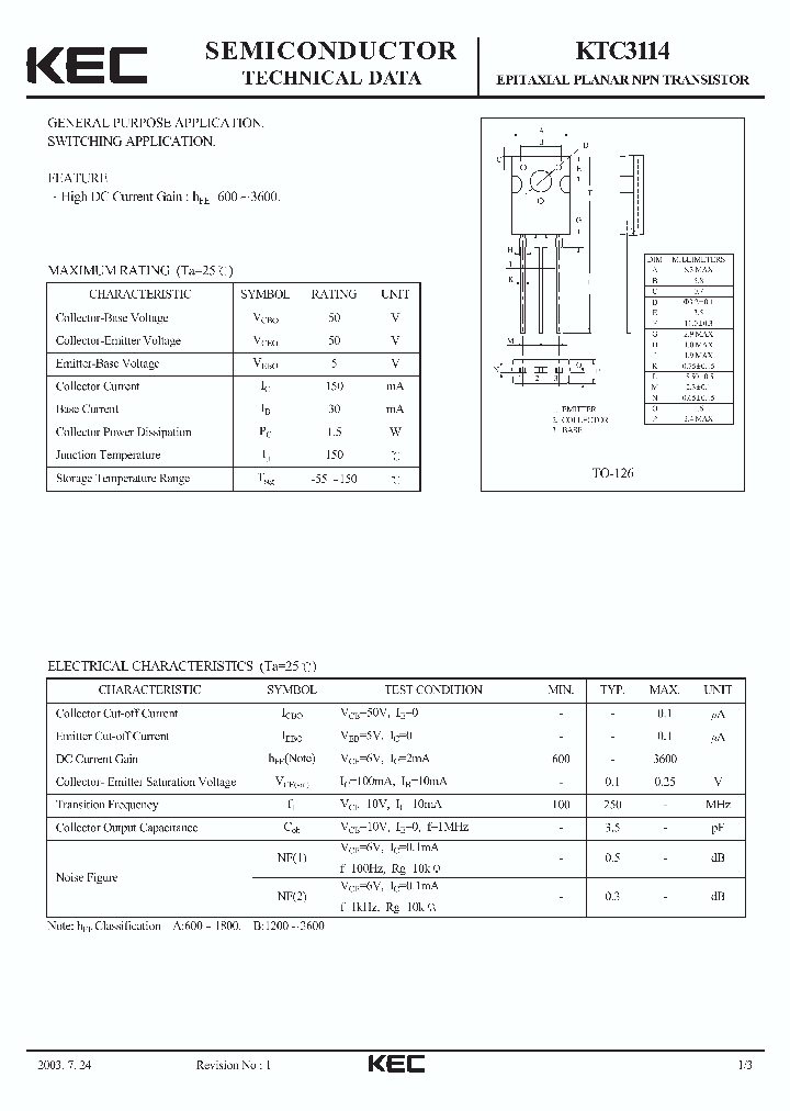 KTC3114_403504.PDF Datasheet