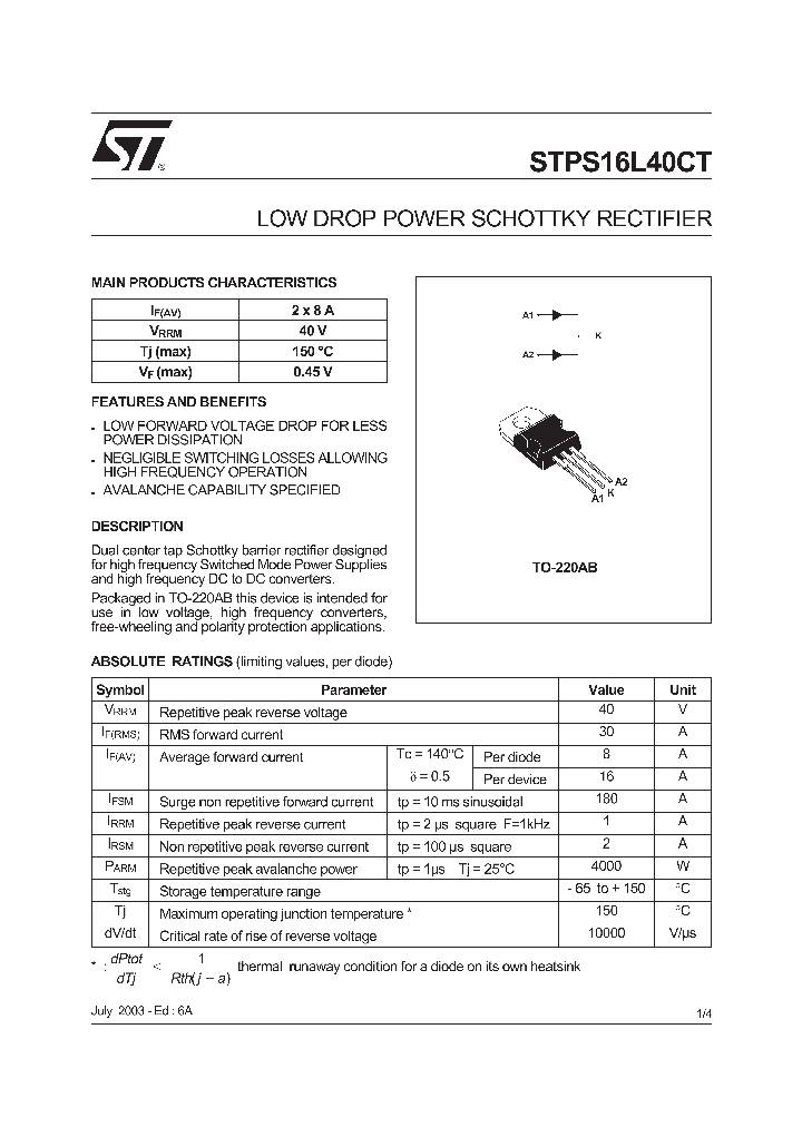 STPS16L40C_397315.PDF Datasheet