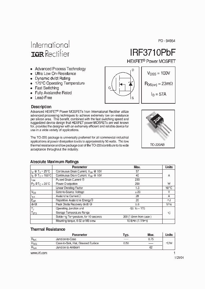 IRF3710PBF_449619.PDF Datasheet