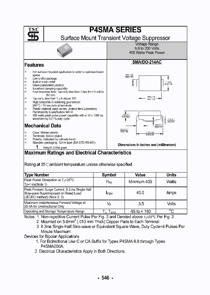 P4SMA91_448296.PDF Datasheet