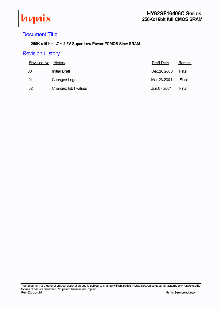 HY62SF16406C_683060.PDF Datasheet