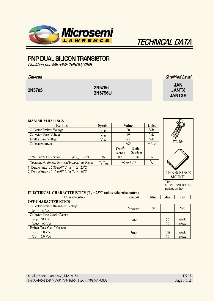 JANTXV2N5796_861216.PDF Datasheet