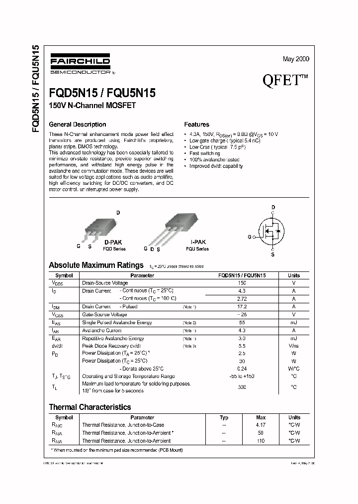 FQU5N15_871233.PDF Datasheet