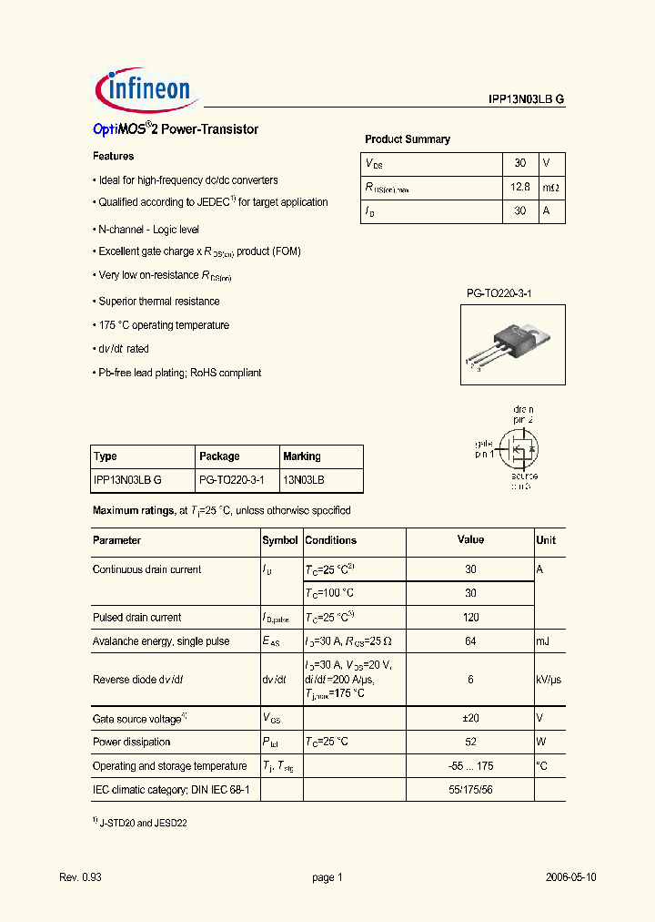 IPP13N03LBG_657983.PDF Datasheet