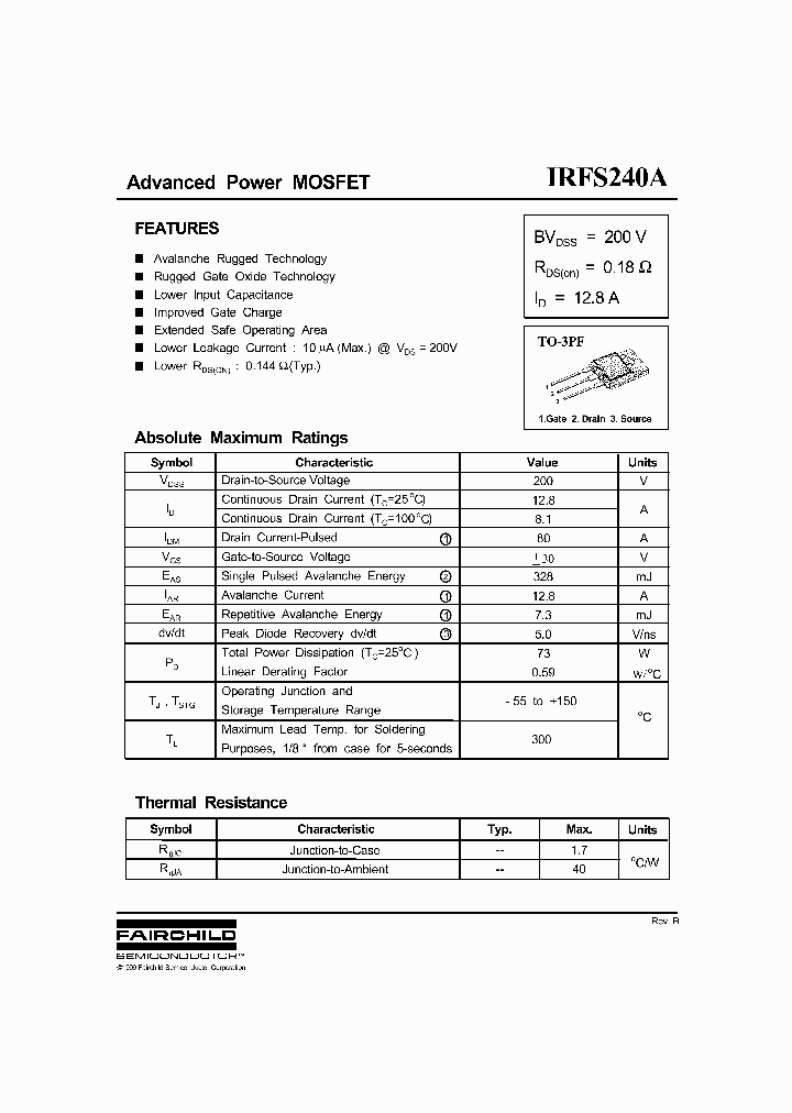 IRFS240A_605725.PDF Datasheet