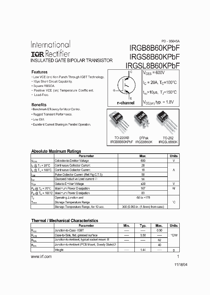 IRGS8B60KPBF_709371.PDF Datasheet