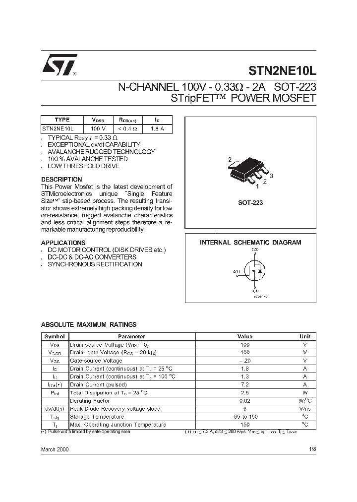 STN2NE10L_1021843.PDF Datasheet