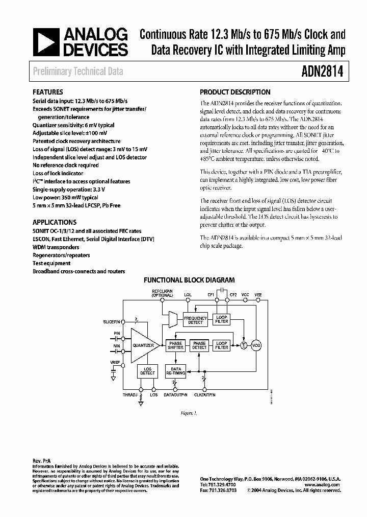 ADN2814XCPZ_1207438.PDF Datasheet