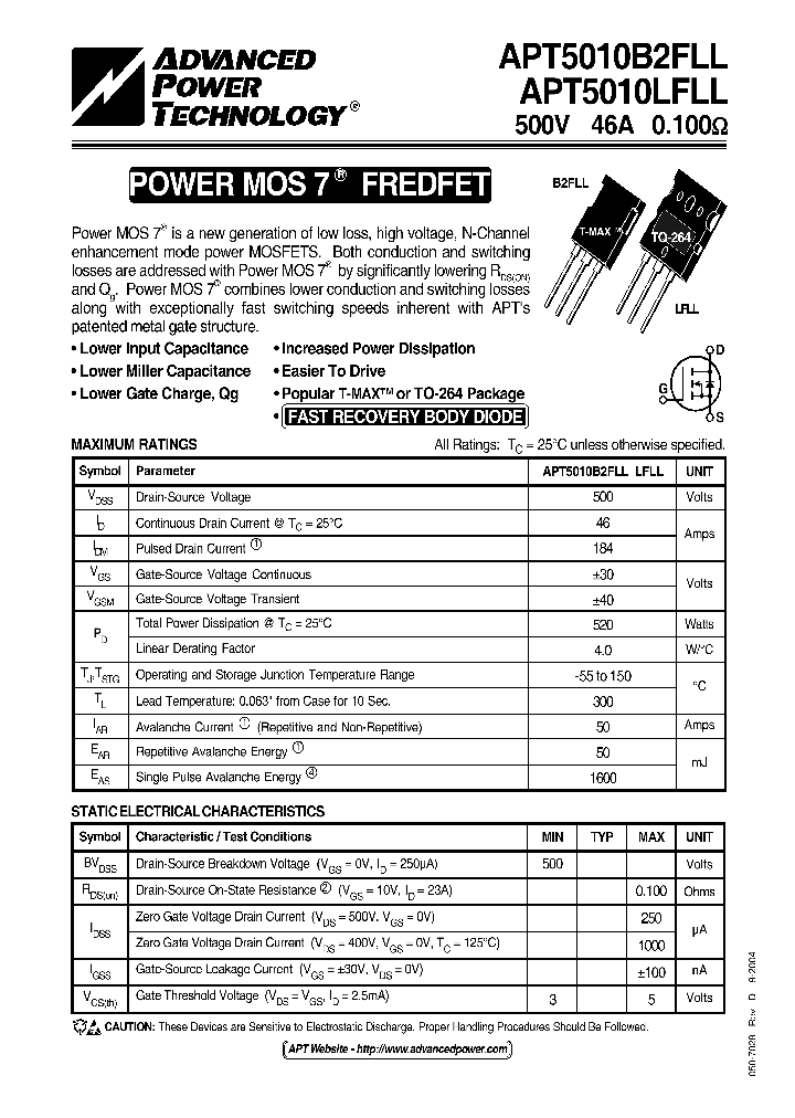 APT5010LFLL_1211681.PDF Datasheet