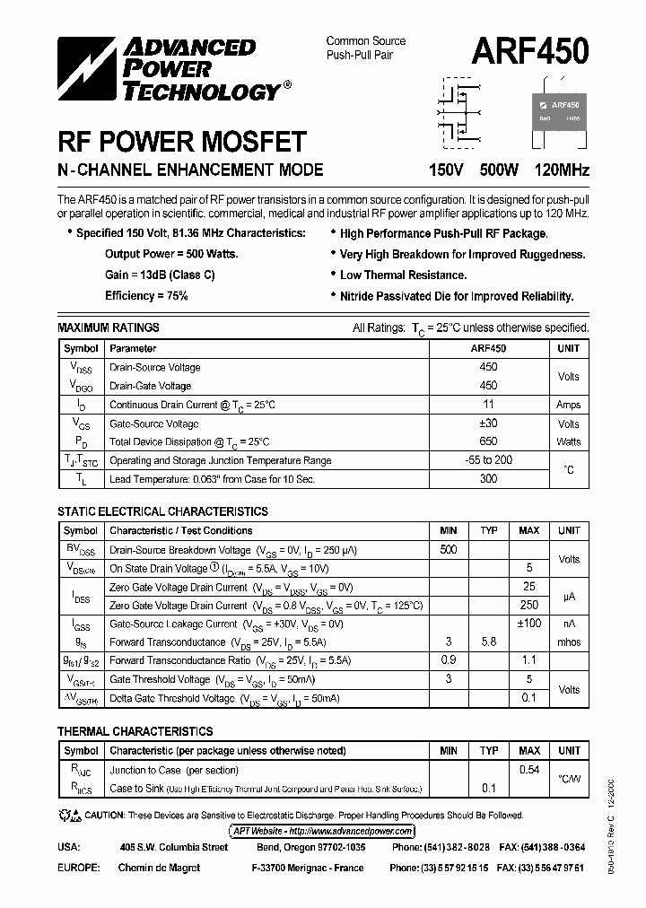 ARF450_1212957.PDF Datasheet