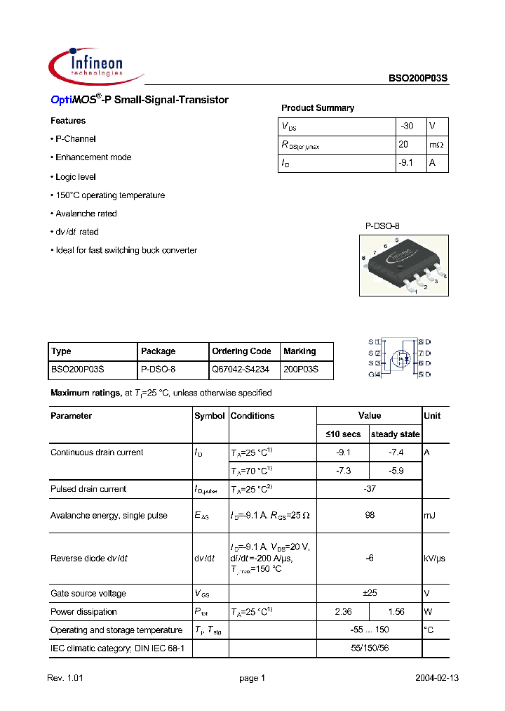 BSO200P03S_1220675.PDF Datasheet