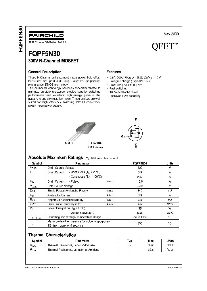 FQPF5N30_1241880.PDF Datasheet