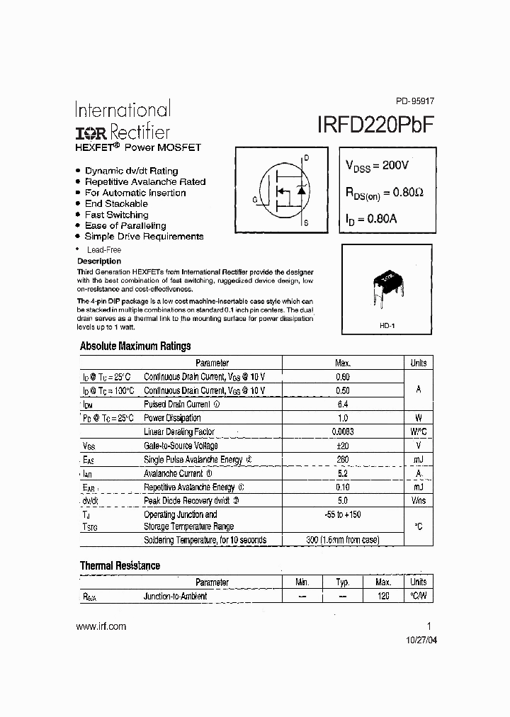 IRFD220PBF_1149794.PDF Datasheet