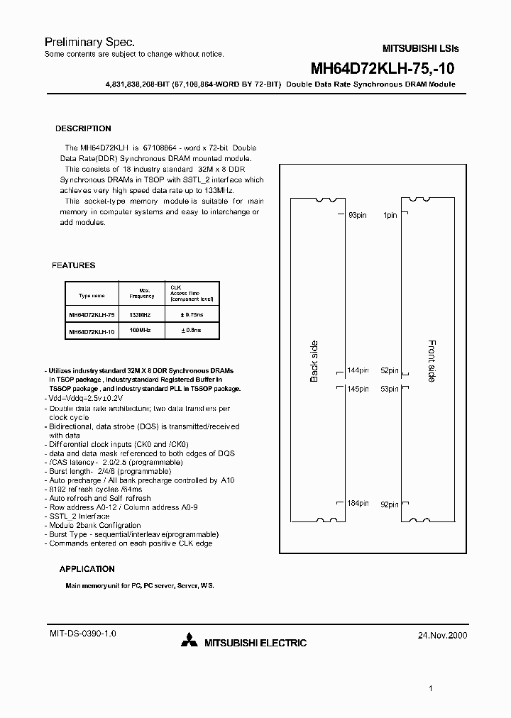 MH64D72KLH-10_1093000.PDF Datasheet