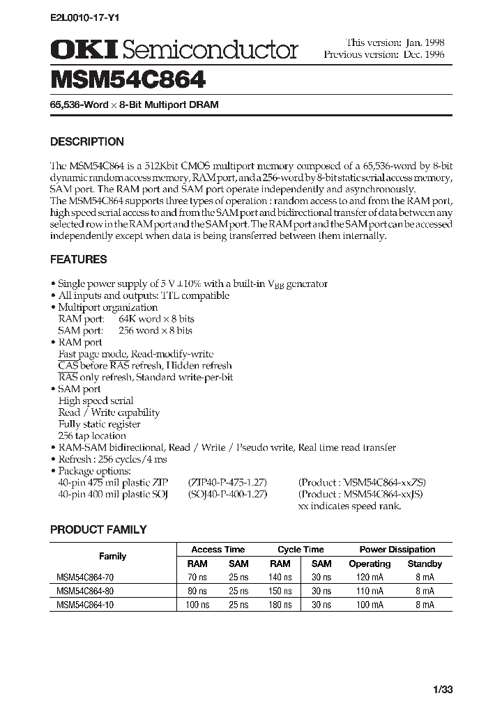 MSM54C864-80ZS_1284654.PDF Datasheet