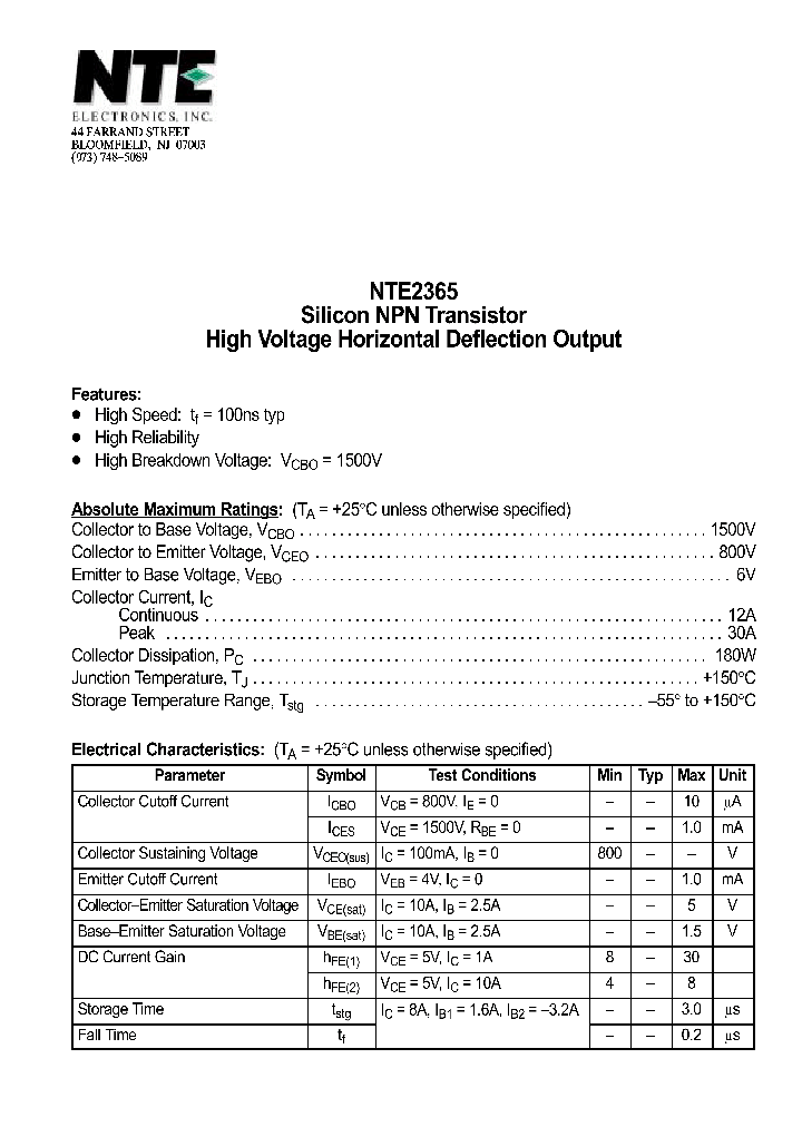 NTE2365_1290559.PDF Datasheet