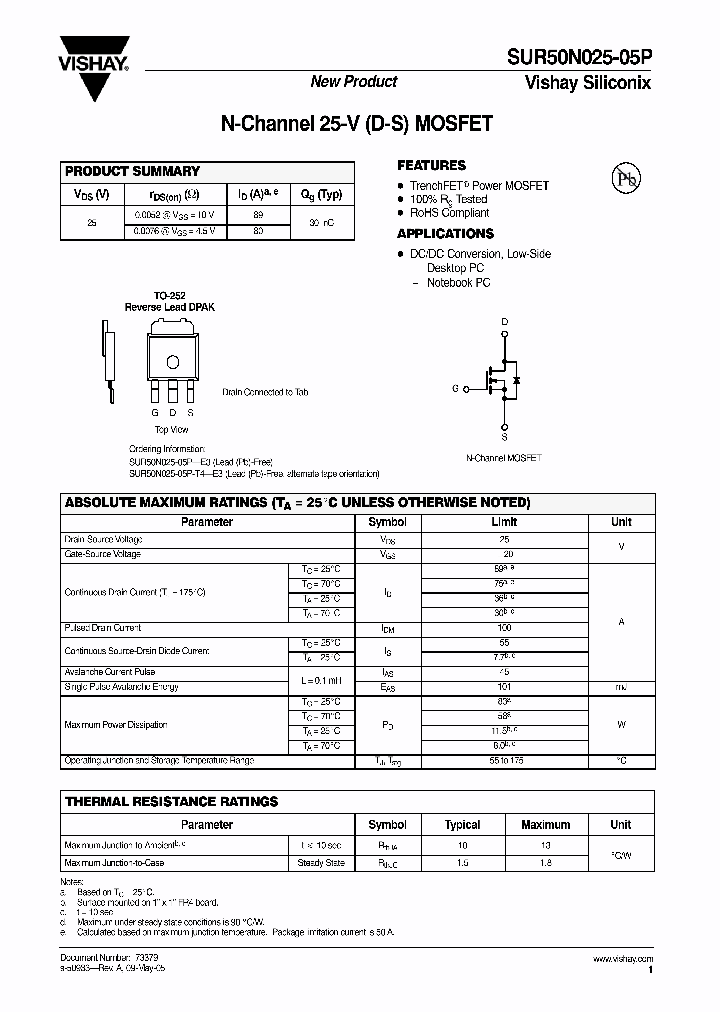 SUR50N025-05P-T4-E3_1319896.PDF Datasheet