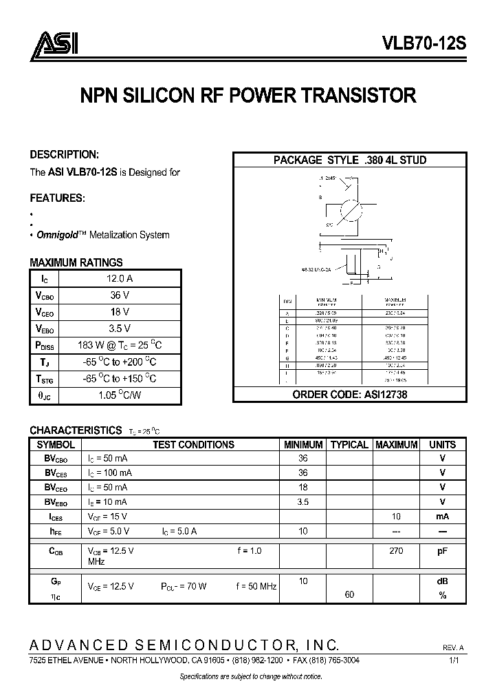 VLB70-12S_1334486.PDF Datasheet