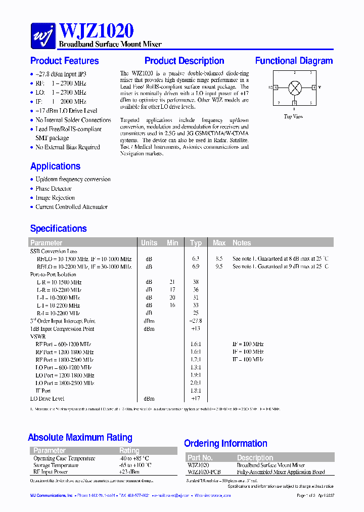 WJZ1020-PCB_1336163.PDF Datasheet