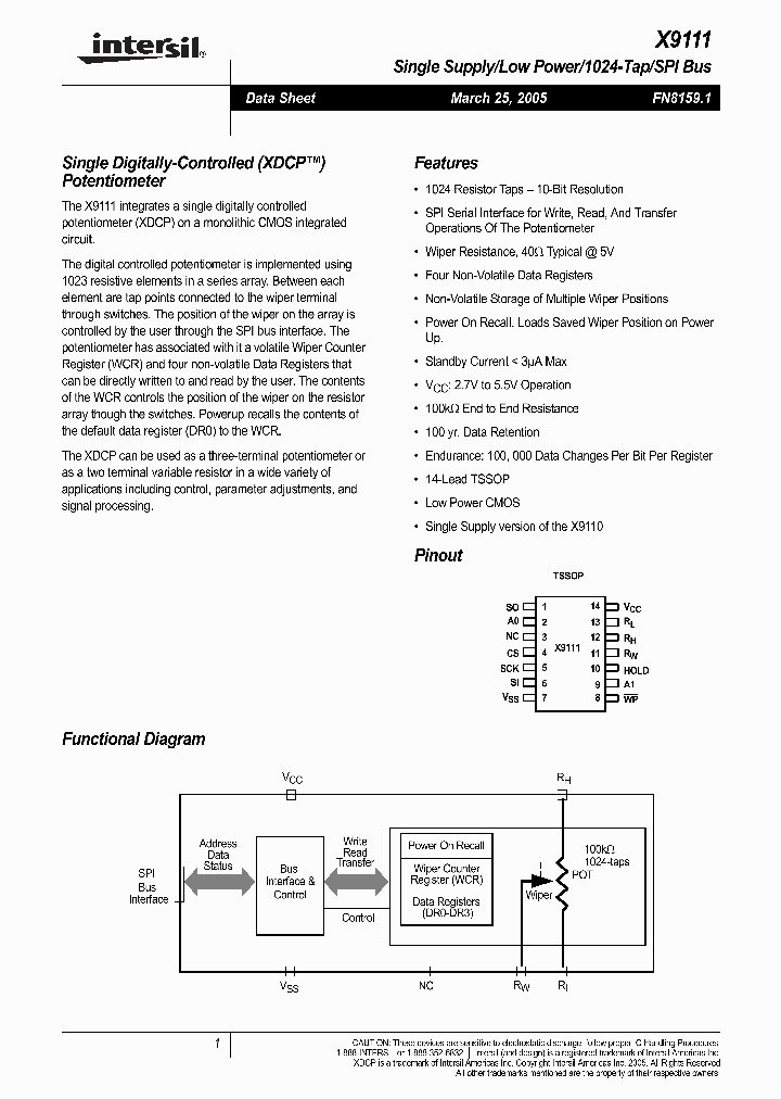 X9111TV14I_1133760.PDF Datasheet