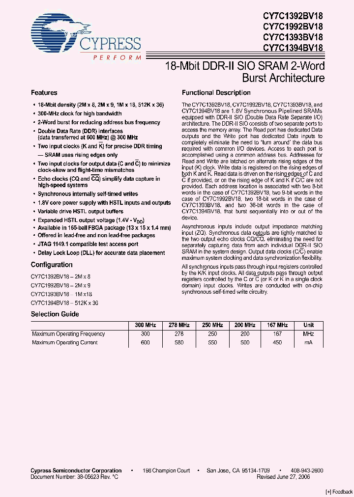 CY7C1992BV18_4109142.PDF Datasheet