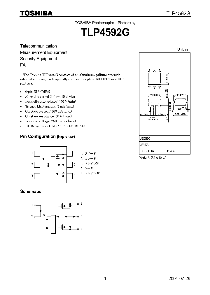 TLP4592G_4114866.PDF Datasheet