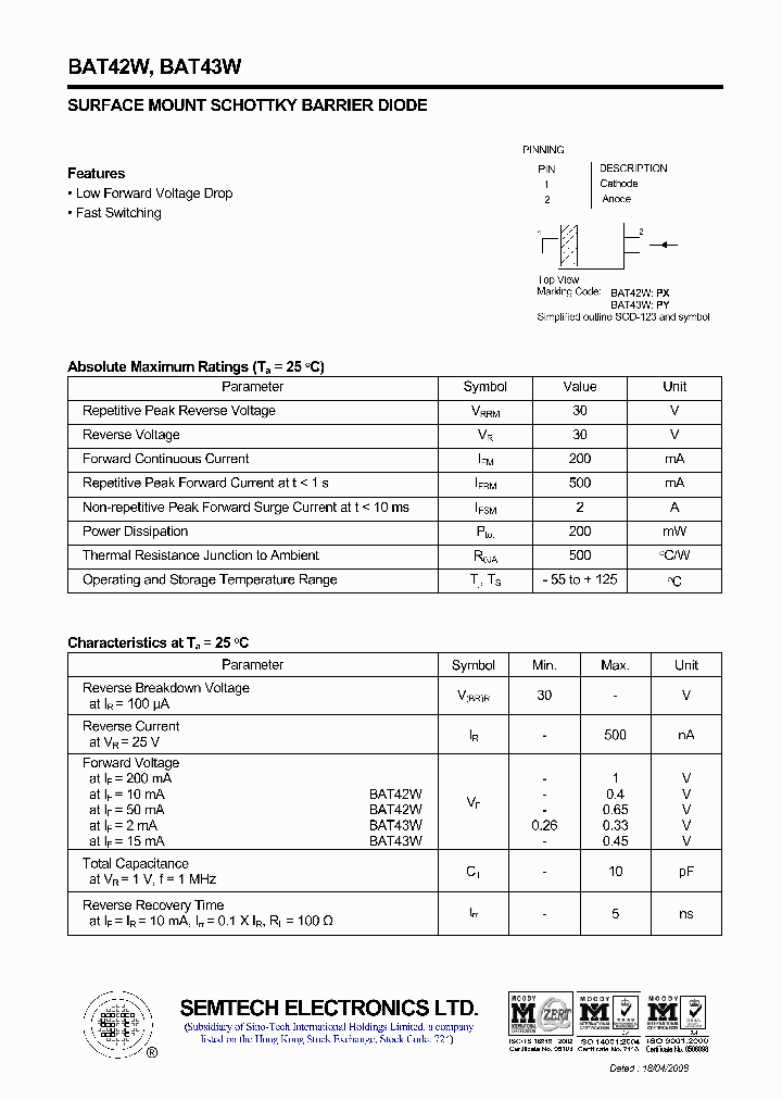 BAT42W_4463410.PDF Datasheet