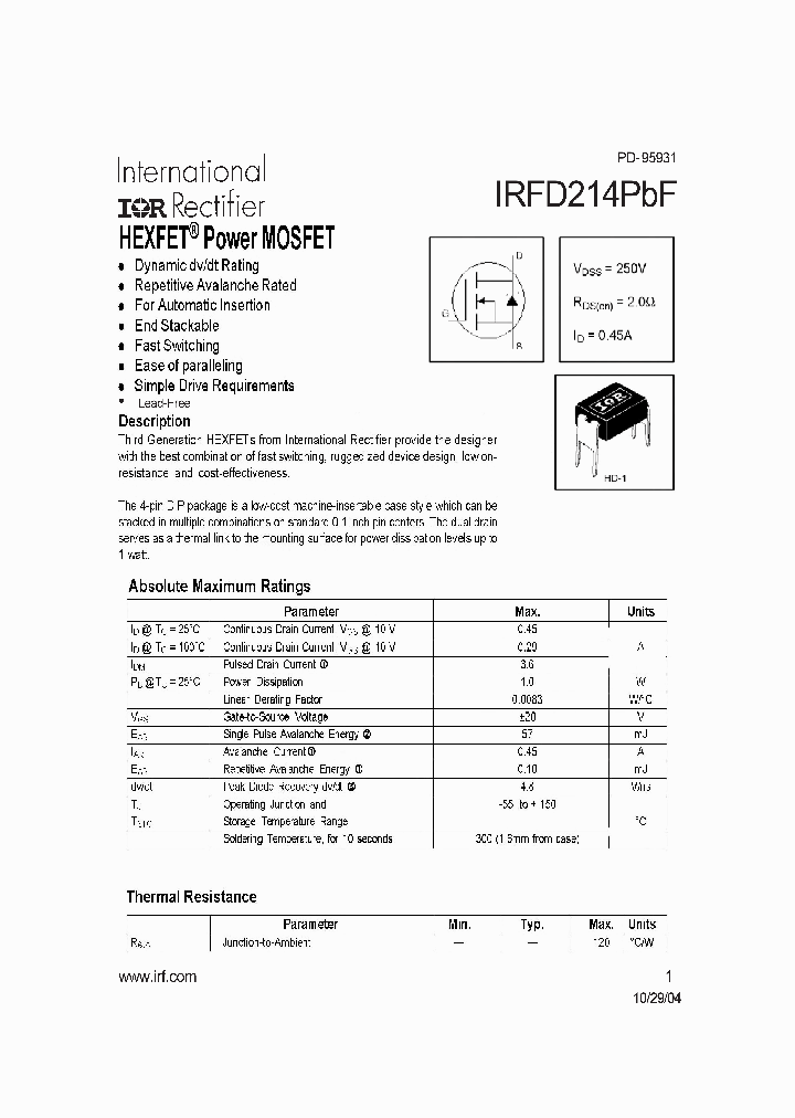 IRFD214PBF_4168755.PDF Datasheet