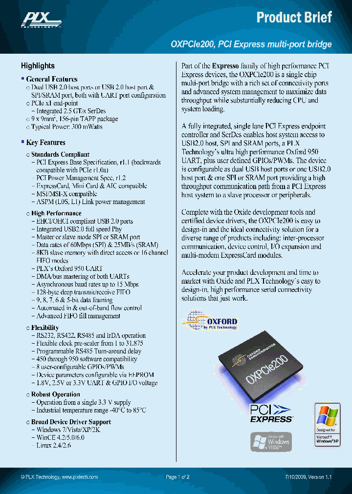 OXPCIE200_4527370.PDF Datasheet