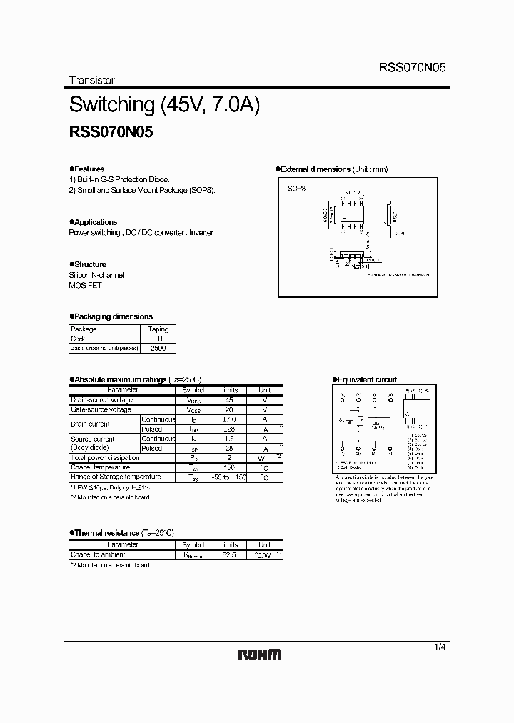 RSS070N05_999170.PDF Datasheet