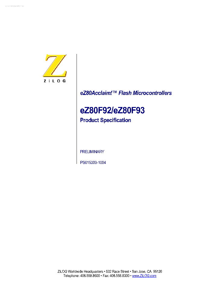 EZ80F92_43066.PDF Datasheet