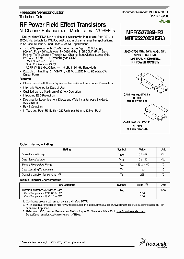 MRF6S27085HR3_126826.PDF Datasheet