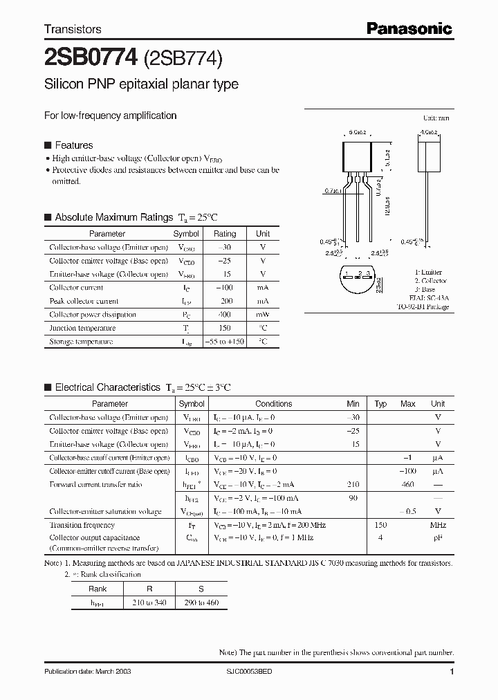 2SB0774_229389.PDF Datasheet