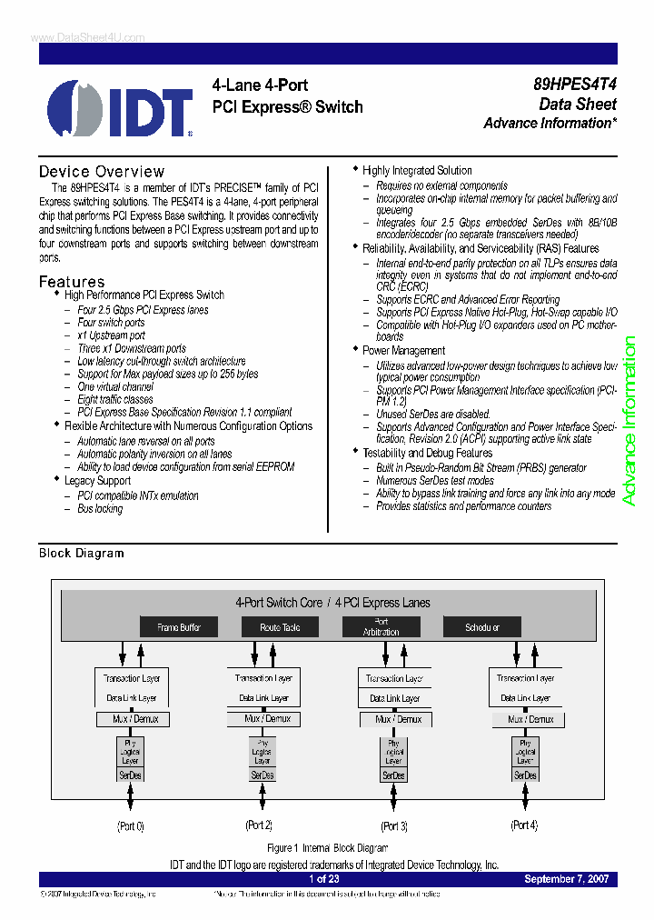 89HPES4T4_340150.PDF Datasheet