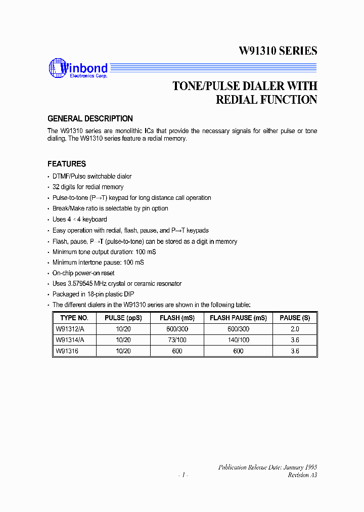 W91316_806185.PDF Datasheet