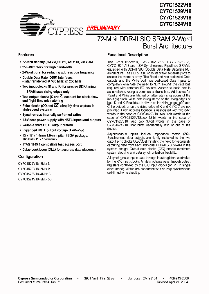 CY7C1523V18-200BZCES_689431.PDF Datasheet