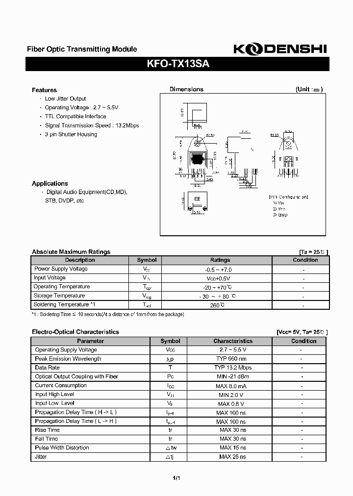 KFO-TX13SA_1360165.PDF Datasheet