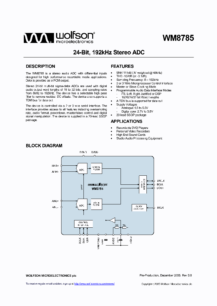 WM8785GEDSV_1370340.PDF Datasheet