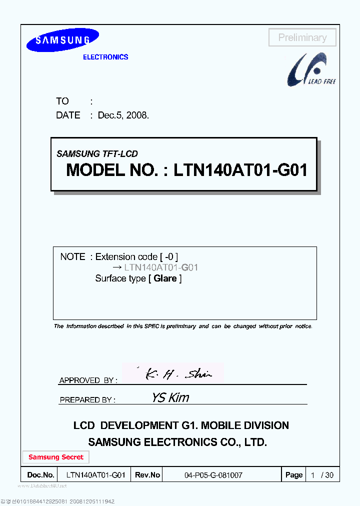 LTN140AT01-G01_1233860.PDF Datasheet