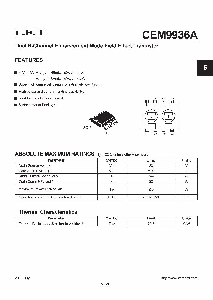 CEM9936A_1530883.PDF Datasheet