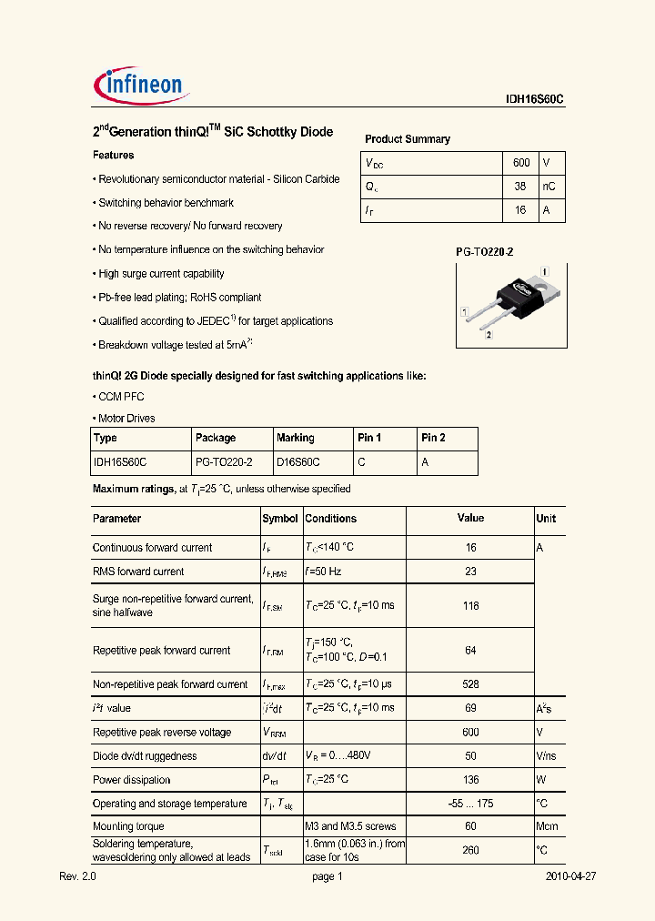 IDH16S60C_1713096.PDF Datasheet