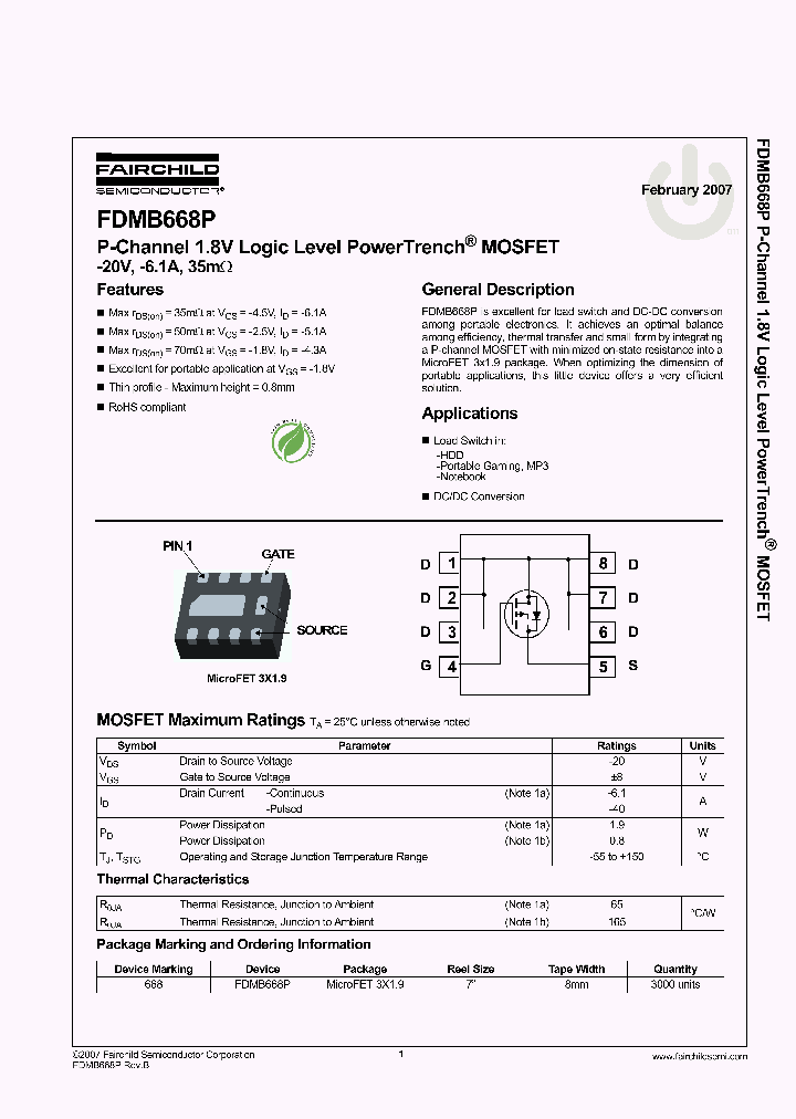 FDMB668P_1461604.PDF Datasheet